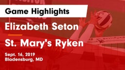 Elizabeth Seton  vs St. Mary's Ryken Game Highlights - Sept. 16, 2019