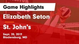 Elizabeth Seton  vs St. John's Game Highlights - Sept. 20, 2019