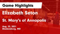 Elizabeth Seton  vs St. Mary's of Annapolis Game Highlights - Aug. 23, 2021