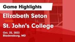 Elizabeth Seton  vs St. John's College  Game Highlights - Oct. 25, 2022