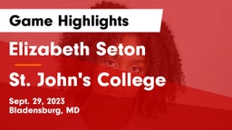 Elizabeth Seton  vs St. John's College  Game Highlights - Sept. 29, 2023