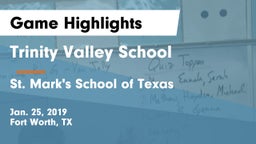 Trinity Valley School vs St. Mark's School of Texas Game Highlights - Jan. 25, 2019