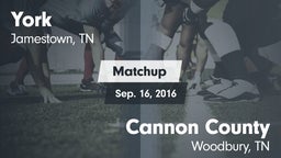 Matchup: York Institute vs. Cannon County  2016