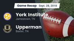 Recap: York Institute vs. Upperman  2018