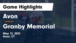 Avon  vs Granby Memorial  Game Highlights - May 12, 2022