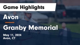 Avon  vs Granby Memorial  Game Highlights - May 11, 2024