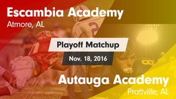 Matchup: Escambia Academy vs. Autauga Academy  2016