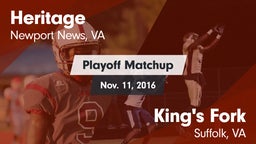 Matchup: Heritage vs. King's Fork  2016