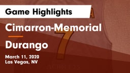 Cimarron-Memorial  vs Durango  Game Highlights - March 11, 2020