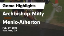 Archbishop Mitty  vs Menlo-Atherton  Game Highlights - Feb. 29, 2020