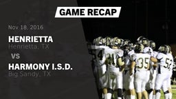 Recap: Henrietta  vs. Harmony I.S.D. 2016