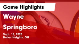Wayne  vs Springboro  Game Highlights - Sept. 15, 2020