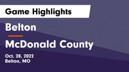 Belton  vs McDonald County  Game Highlights - Oct. 28, 2022