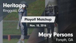 Matchup: Heritage vs. Mary Persons  2016