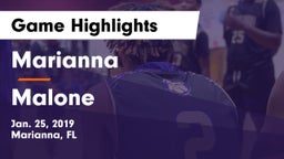 Marianna  vs Malone  Game Highlights - Jan. 25, 2019