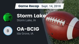 Recap: Storm Lake  vs. OA-BCIG  2018