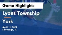 Lyons Township  vs York  Game Highlights - April 11, 2024