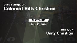 Matchup: Colonial Hills Chris vs. Unity Christian  2016