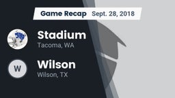 Recap: Stadium  vs. Wilson  2018