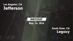 Matchup: Jefferson vs. Legacy  2016