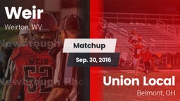 Matchup: Weir vs. Union Local  2016