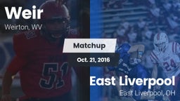 Matchup: Weir vs. East Liverpool  2016