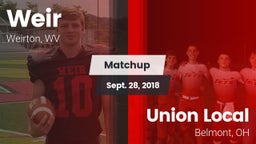 Matchup: Weir vs. Union Local  2018