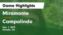 Miramonte  vs Campolindo  Game Highlights - Oct. 1, 2019