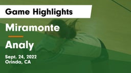 Miramonte  vs Analy Game Highlights - Sept. 24, 2022