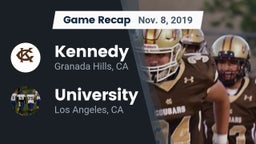 Recap: Kennedy  vs. University  2019