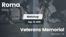 Matchup: Roma vs. Veterans Memorial  2016