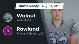 Recap: Walnut  vs. Rowland  2018