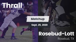 Matchup: Thrall vs. Rosebud-Lott  2020