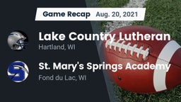 Recap: Lake Country Lutheran  vs. St. Mary's Springs Academy  2021