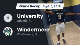 Recap: University  vs. Windermere  2019