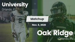 Matchup: University High Scho vs. Oak Ridge  2020