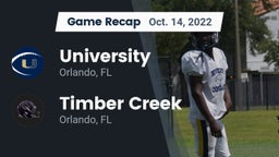 Recap: University  vs. Timber Creek  2022