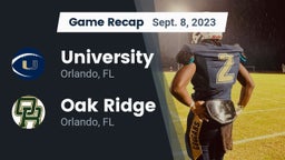 Recap: University  vs. Oak Ridge  2023