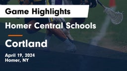 Homer Central Schools vs Cortland  Game Highlights - April 19, 2024
