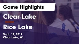 Clear Lake  vs Rice Lake Game Highlights - Sept. 14, 2019