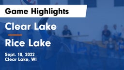 Clear Lake  vs Rice Lake  Game Highlights - Sept. 10, 2022