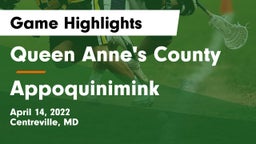 Queen Anne's County  vs Appoquinimink  Game Highlights - April 14, 2022