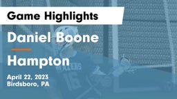 Daniel Boone  vs Hampton  Game Highlights - April 22, 2023
