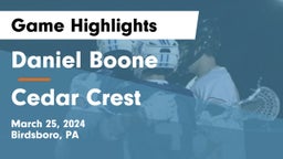 Daniel Boone  vs Cedar Crest  Game Highlights - March 25, 2024