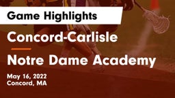 Concord-Carlisle  vs Notre Dame Academy Game Highlights - May 16, 2022