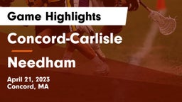 Concord-Carlisle  vs Needham  Game Highlights - April 21, 2023