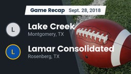 Recap: Lake Creek  vs. Lamar Consolidated  2018