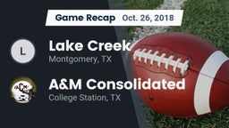 Recap: Lake Creek  vs. A&M Consolidated  2018