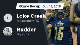 Recap: Lake Creek  vs. Rudder  2019