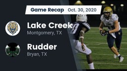Recap: Lake Creek  vs. Rudder  2020